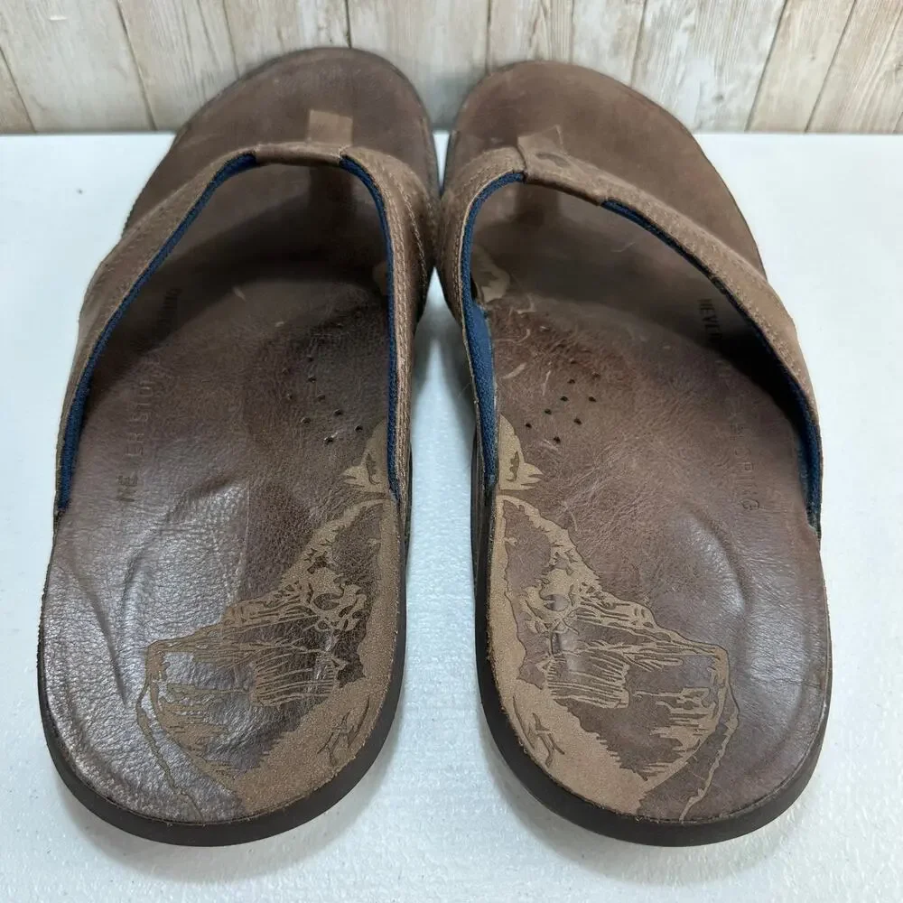The North Face Bridgeton Flip Flop Mens Size‎ 13 Brown Leather Slip On stamped